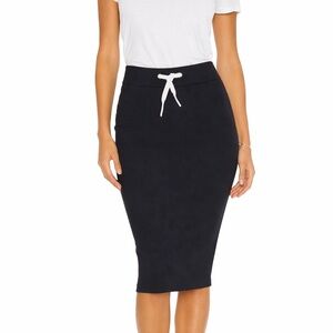 ACACIA Umalas Ribbed Skirt XS Ebony Black Fitted Midi NWT Stretch Pencil Skirt